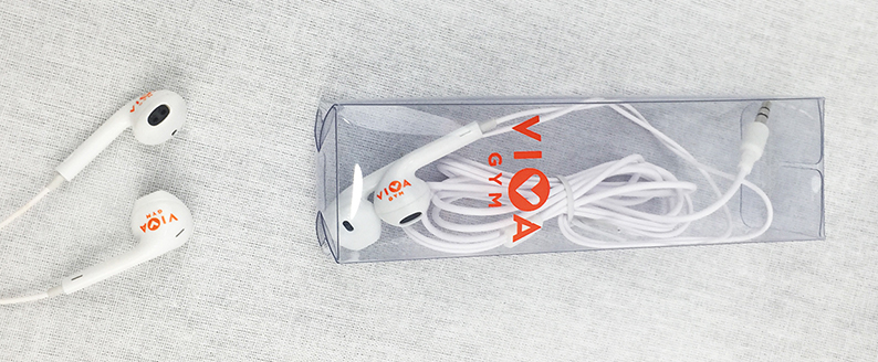 Auriculares con gran calidad de audio con logotipo Viva Gym