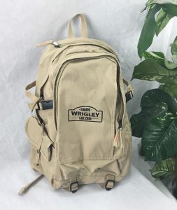 Mochila con publicidad promocional de Wrigley