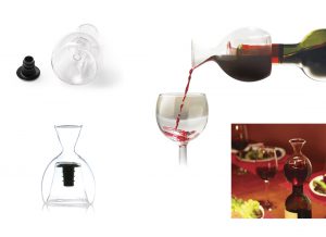 Decantador para vino en cristal soplado, con ajuste de seguridad